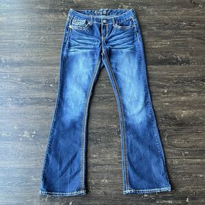 Ariya Jeans Womens 11/12 (32x30) Distressed Embroidered Whiskered Pocket Y2K